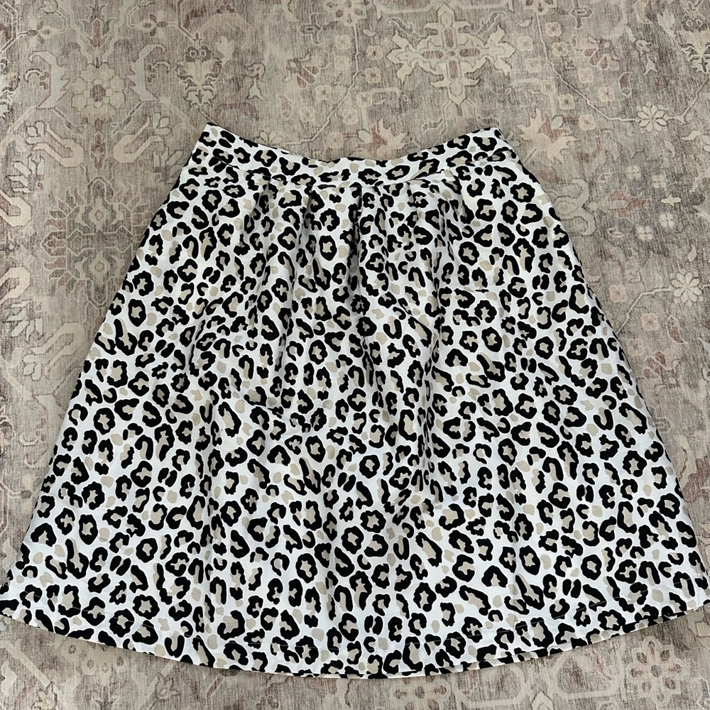 Crown & Ivy Black and White Leopard A-Line Skirt